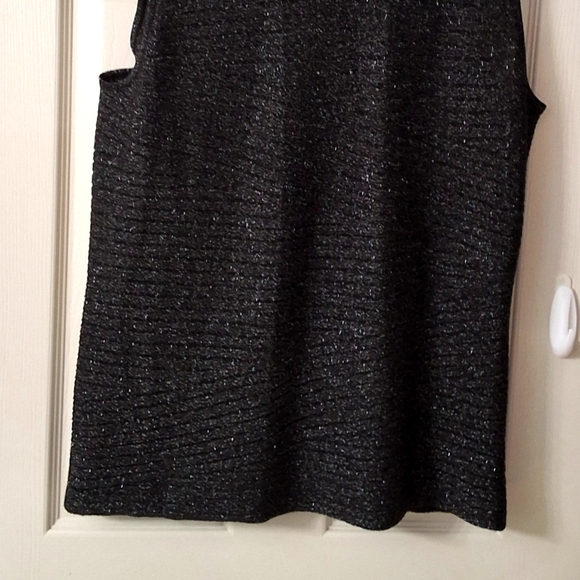 Black Metallic Mock Neck Vintage Sweater Office Wear Business Casual Meeting Top - Picture 9 of 16